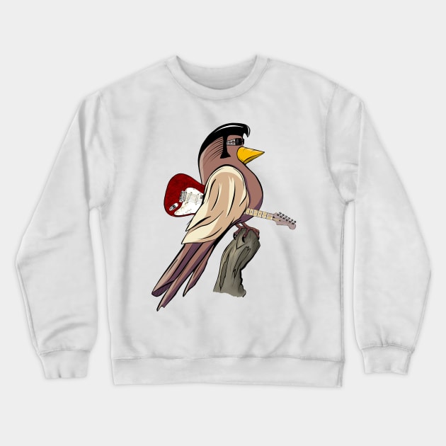 Bird Rockabilly: Where Bird and Rock 'n' Roll Collide! Crewneck Sweatshirt by Spiffy Dogz